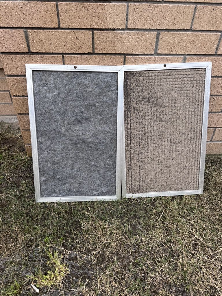 Dirty air-conditioning filters ready for maintenance